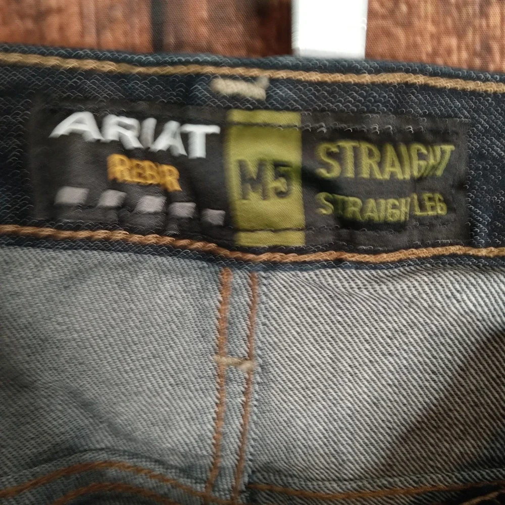 Ariat Rebar M5 Straight Leg Jeans Mens 46x30 Dark Wash DuraStretch Double Knee